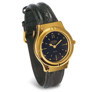 שעון ברייל זהב רקע שחור רצועת עור